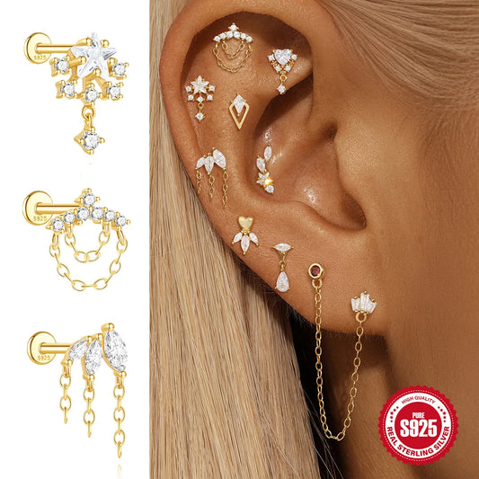 CANNER 1PC S925 Silver Earrings 2025 Trends Ins Tassel Earring Irregular Stud Earrings for Women Fashion Jewelry