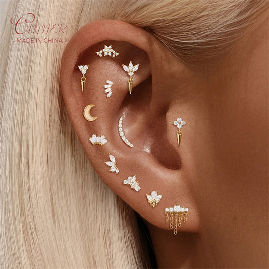 CANNER 1PC S925 Silver Needle Stud Earrings for Women Girls Simple Cute Exquisite Earrings Jewelry Gift Wholesale Direct Sales