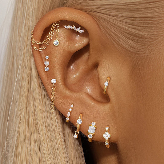 CANNER 1PC S925 Silver Classic Large & Small Diamond-encrusted Ear Rings Ear Bone Rings are Exquisite Jewelry Gifts for Women